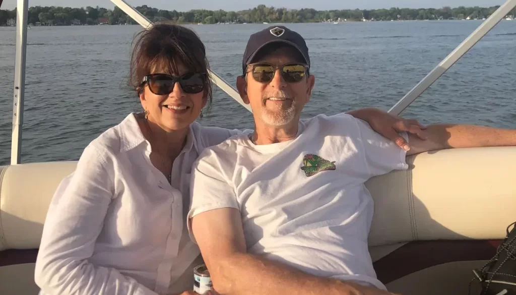 Owner, Pamela, with her husband boating in Colorado