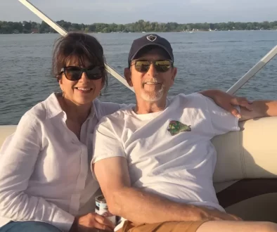 Owner, Pamela, with her husband boating in Colorado